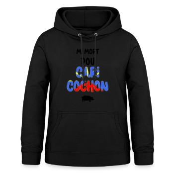 Drapeau Ile La Reunion Cuisine Creole Cari Cochon - Sweat à capuche Femme - noir - Devant - AI Model Female 172 light (172cm)