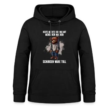 Heute möchte ich was mit Menschen machen Schubsen - Frauen Hoodie - Schwarz - Vorne - AI Model Female 172 light (172cm)