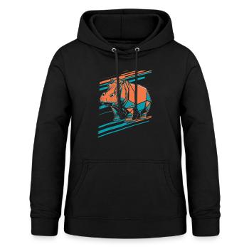 Geometrischer Hippo Kunst Design - Frauen Hoodie - Schwarz - Vorne - AI Model Female 172 light (172cm)
