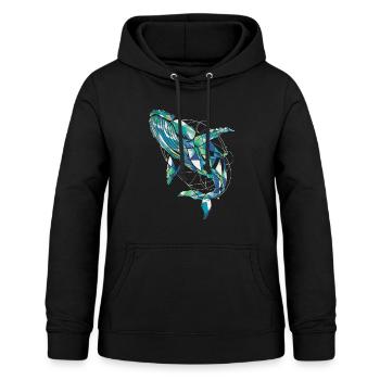 Abstrakter Wal Kunstwerk Geometrische Ozean Farben - Frauen Hoodie - Schwarz - Vorne - AI Model Female 172 light (172cm)