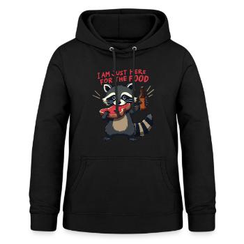 Waschbär Ich bin hier fürs Essen & Bier - Frauen Hoodie - Schwarz - Vorne - AI Model Female 172 light (172cm)