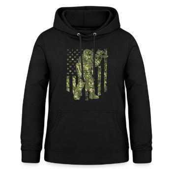 Camo Amerikanische Flagge Paintball Liebhaber - Frauen Hoodie - Schwarz - Vorne - AI Model Female 172 light (172cm)