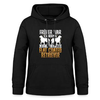 Jetzt habe ich einen Flat Coated Retriever - Frauen Hoodie - Schwarz - Vorne - AI Model Female 172 light (172cm)