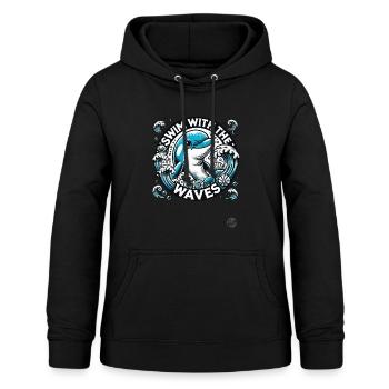 Delfin Design, mit den Wellen schwimmen im Ozean - Frauen Hoodie - Schwarz - Vorne - AI Model Female 172 light (172cm)