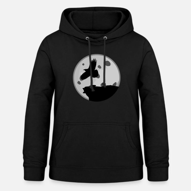 Corbeau avec lune Corbeaux corbeaux corbeaux - Sweat à capuche Femme - noir