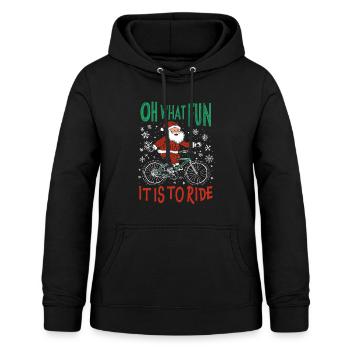 WEIHNACHTSMANN FAHRRAD LUSTIGES WEIHNACHTSGESCHENK - Frauen Hoodie - Schwarz - Vorne - AI Model Female 172 light (172cm)