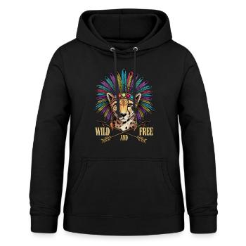 Conception de plumes tribales de guépard sauvage et libre - Sweat à capuche Femme - noir - Devant - AI Model Female 172 light (172cm)