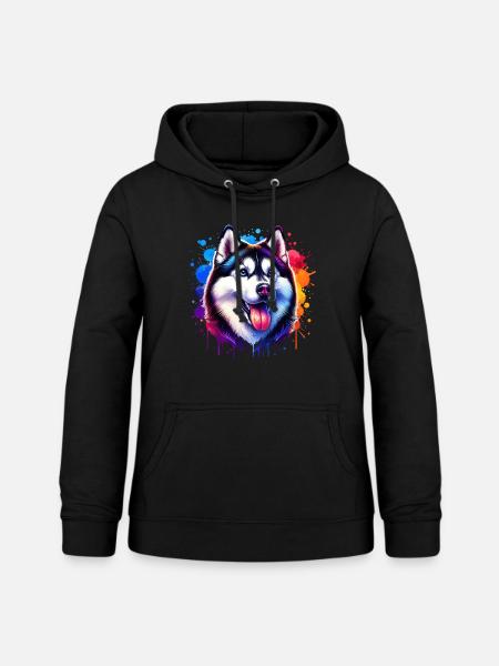 Schlittenhund Motiv Husky - Frauen Hoodie - Schwarz