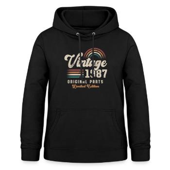 Vintage 1987 Birthday Retro - Women's Hoodie - black - Front - AI Model Female 172 light (172cm)