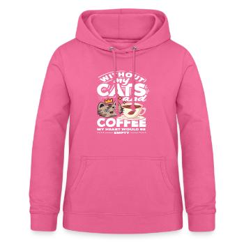 Sans le cœur de mes chats et de mes amateurs de café - Sweat à capuche Femme - rose - Devant - AI Model Female 172 light (172cm)