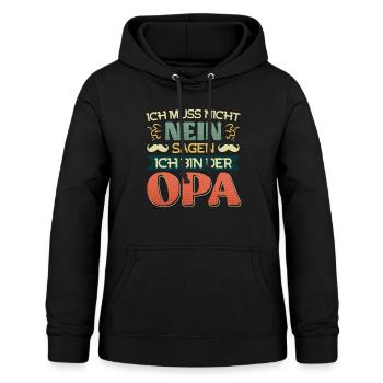 Opi MUSS NICHT NEIN SAGEN BIN DER OPA Lustiges - Frauen Hoodie - Schwarz - Vorne - AI Model Female 172 light (172cm)