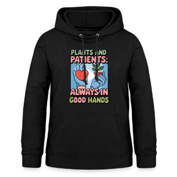 Plants and Patients Always In Good Hands Nurse - Women's Hoodie - black - Front - AI Model Female 172 light (172cm)