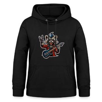 Raccoon Guitariste de rock and roll - Sweat à capuche Femme - noir - Devant - AI Model Female 172 light (172cm)