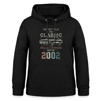 Né en 2002 Anniversaire Voiture classique - Sweat à capuche Femme - noir - Devant - AI Model Female 172 light (172cm)