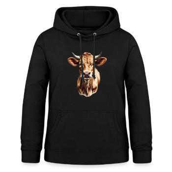Vache brune - Sweat à capuche Femme - noir - Devant - AI Model Female 172 light (172cm)