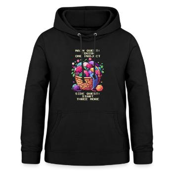 Häkel-Quest: Ein Projekt, drei mehr - Frauen Hoodie - Schwarz - Vorne - AI Model Female 172 light (172cm)
