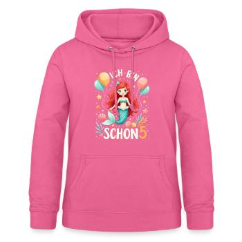 J’ai déjà 5 ans Sirène Birthday Girl - Sweat à capuche Femme - rose - Devant - AI Model Female 172 light (172cm)