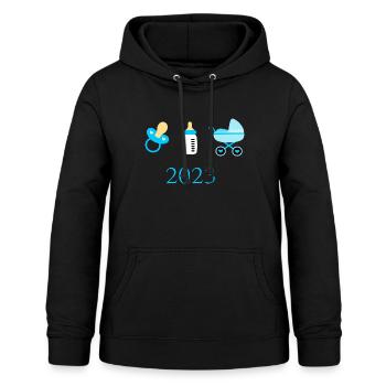 Baby 2023 Geburt Junge Vorlage personalisierbar - Frauen Hoodie - Schwarz - Vorne - AI Model Female 172 light (172cm)