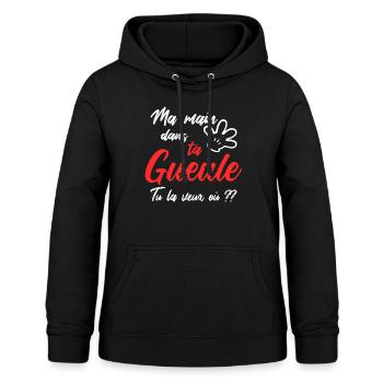 ma main dans ta gueule - Sweat à capuche Femme - noir - Devant - AI Model Female 172 light (172cm)