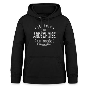 ardèchoise à petit caractère Cadeau humour ardèche - Sweat à capuche Femme - noir - Devant - AI Model Female 172 light (172cm)