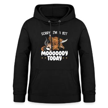 I'm A Bit Moody Today Scottist Highland Cow Lover - Women's Hoodie - black - Front - AI Model Female 172 light (172cm)