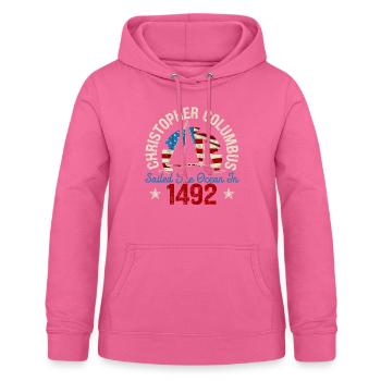 Christophe Colomb a navigué sur l’océan en 1492 - Sweat à capuche Femme - rose - Devant - AI Model Female 172 light (172cm)