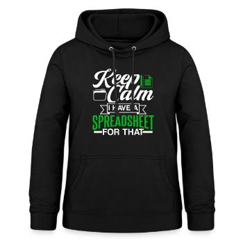 I have a spreadsheet for accountant table - Women's Hoodie - black - Front - AI Model Female 172 light (172cm)