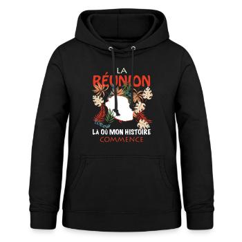 La Réunion La Où Mon Histoire Commence Cadeau - Sweat à capuche Femme - noir - Devant - AI Model Female 172 light (172cm)
