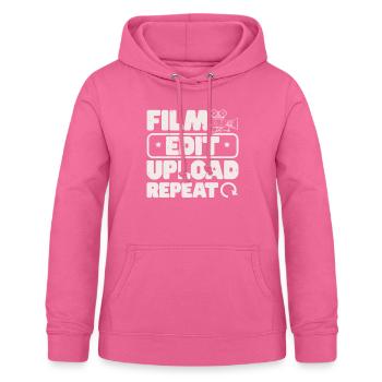 Filmbearbeitung Upload Repeat Content Creator Vlogger - Frauen Hoodie - Pink - Vorne - AI Model Female 172 light (172cm)