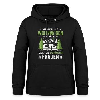 Camping Männer mit Wohnwagen Camper - Frauen Hoodie - Schwarz - Vorne - AI Model Female 172 light (172cm)