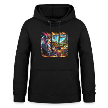 Speedrunning Joueur de jeux vidéo Gamer Gaming - Sweat à capuche Femme - noir - Devant - AI Model Female 172 light (172cm)