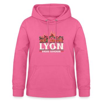 Lyon France Voyage Vacances Touriste J’aime Lyon - Sweat à capuche Femme - rose - Devant - AI Model Female 172 light (172cm)