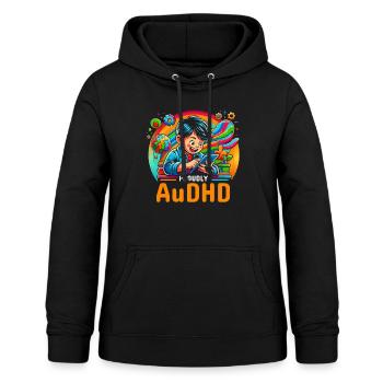 AuDHD Autismus ADHS Autistisches Spektrum Neurodiversität - Frauen Hoodie - Schwarz - Vorne - AI Model Female 172 light (172cm)