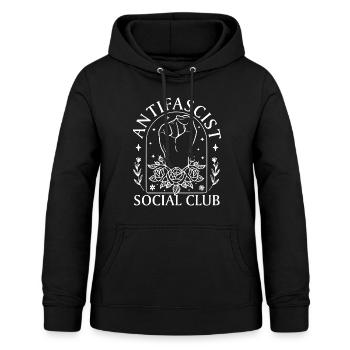 Antifaschistisches Antifascist Social Club Frauen - Frauen Hoodie - Schwarz - Vorne - AI Model Female 172 light (172cm)