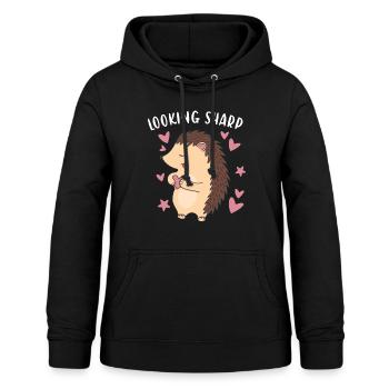 Hedgie Looking Sharp Hedgehog - Women's Hoodie - black - Front - AI Model Female 172 light (172cm)