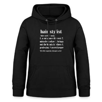 Friseur - Frauen Hoodie - Schwarz - Vorne - AI Model Female 172 light (172cm)