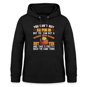 You cant buy happiness but a wood burning Hot tub - Frauen Hoodie - Schwarz - Vorne - AI Model Female 172 light (172cm)