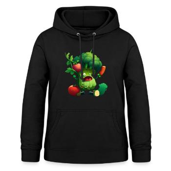 Crazy veggie broccoli - Women's Hoodie - black - Front - AI Model Female 172 light (172cm)
