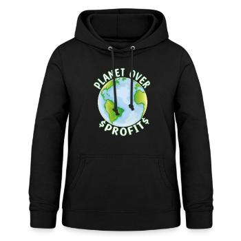 La planète avant le profit - Conservation de la nature Changement climatique - Sweat à capuche Femme - noir - Devant - AI Model Female 172 light (172cm)