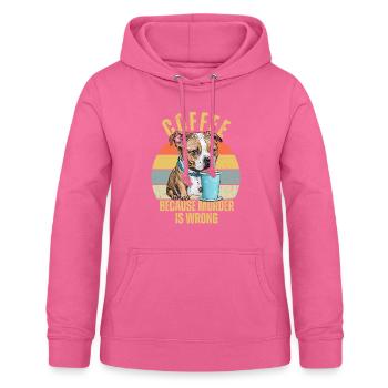 Drôle de pitbull boire du café parce que le meurtre est mal - Sweat à capuche Femme - rose - Devant - AI Model Female 172 light (172cm)