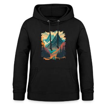 Berglandschaft Berge Nadelbäume Landschaft Natur - Frauen Hoodie - Schwarz - Vorne - AI Model Female 172 light (172cm)