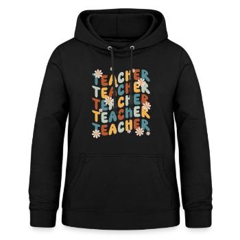 Teacher Grundschule Lehrer Schule 70s Retro Hippie - Frauen Hoodie - Schwarz - Vorne - AI Model Female 172 light (172cm)