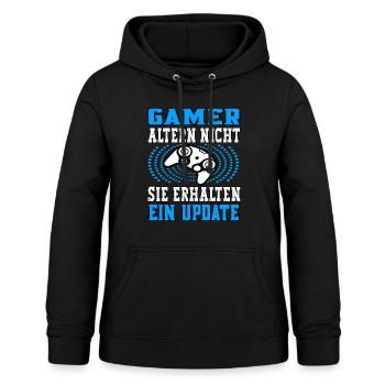 Gamer altern nicht sie erhalten ein Update - Frauen Hoodie - Schwarz - Vorne - AI Model Female 172 light (172cm)