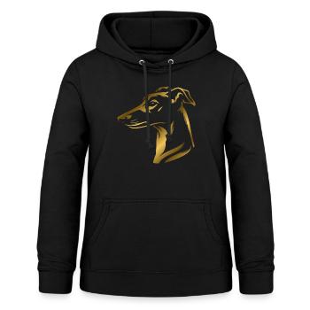 Windhund Whippet, Hundekopf, Zeichnung gold - Frauen Hoodie - Schwarz - Vorne - AI Model Female 172 light (172cm)