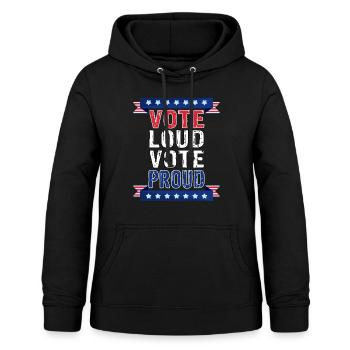 Vote Loud Vote Proud - US Wahlen 2024 USA Wahlen - Frauen Hoodie - Schwarz - Vorne - AI Model Female 172 light (172cm)