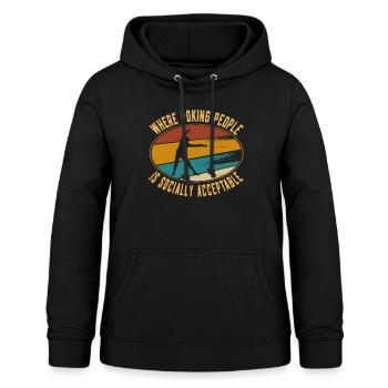 Retro Fencing poking people - Fencing Fencer - Women's Hoodie - black - Front - AI Model Female 172 light (172cm)