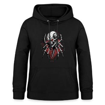 Spider Skull // Totenkopf Spinnennetz FS0019 - Frauen Hoodie - Schwarz - Vorne - AI Model Female 172 light (172cm)