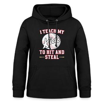 J’apprends à mes enfants à frapper et à voler le baseball - Sweat à capuche Femme - noir - Devant - AI Model Female 172 light (172cm)