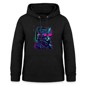 Cyberpunk Chat avec lunettes de soleil - Sweat à capuche Femme - noir - Devant - AI Model Female 172 light (172cm)