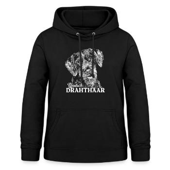 Deutsch Drahthaar - Frauen Hoodie - Schwarz - Vorne - AI Model Female 172 light (172cm)